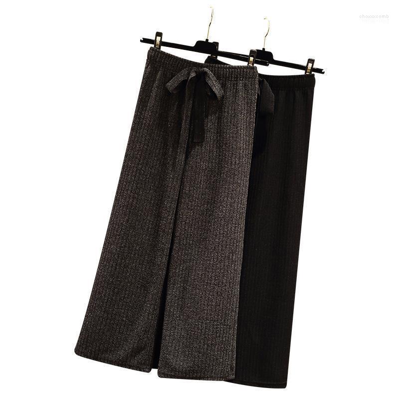Women's Pants Women's & Capris 2022 Autumn Winter Knitted For Women Plus Size Loose Wide Leg Ankle Length Vintage With Drawstring Solid, Black 
Women's Pants Women's & Capris 2022 Autumn Winter Knitted For Women Plus Size Loose Wide Leg Ankle Length Vintage With Drawstring Solid, Black