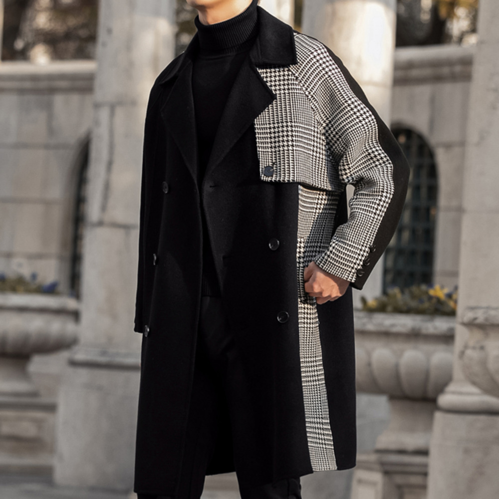 Men's Jackets Double Sided Cashmere Coat Men's Thousand Bird Lattice Stitched Winter Coat Medium Long Men's Wool Woolen Cloth Thickened Trench 221014, Black
Men's Jackets Double Sided Cashmere Coat Men's Thousand Bird Lattice Stitched Winter Coat Medium Long Men's Wool Woolen Cloth Thickened Trench 221014, Black