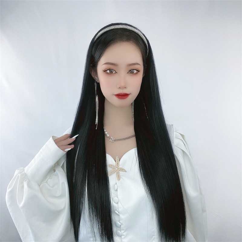 Women's Hair Wigs Lace Synthetic Female Hoop Integrated Half Head Set Long Curly Hair Naturally ffy Tracel Wig, Black
Women's Hair Wigs Lace Synthetic Female Hoop Integrated Half Head Set Long Curly Hair Naturally ffy Tracel Wig, Black