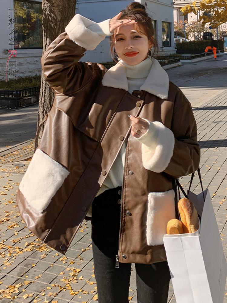 Women's Leather LANMREM 2022 Winter Pu Coat Lamb Wool Stitching Contrast Color Single Breasted Belt Warm Coats Female Luxury 2R6219, Black
Women's Leather LANMREM 2022 Winter Pu Coat Lamb Wool Stitching Contrast Color Single Breasted Belt Warm Coats Female Luxury 2R6219, Black
