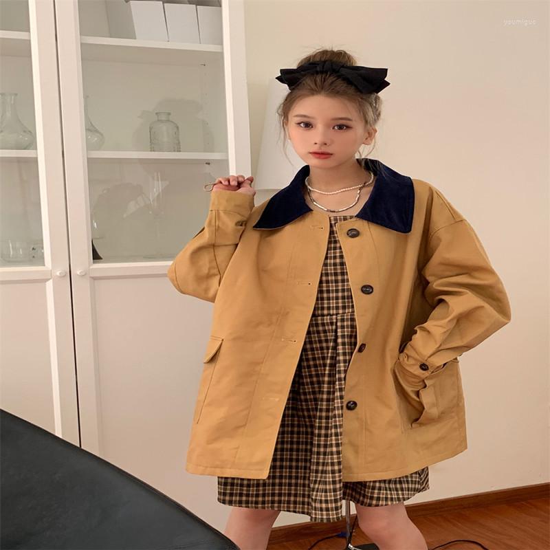 Women's Trench Coats 2022 Korean Polo Collar Single Breasted Windbreaker Temperament Splice Color Contrast Loose Coat Fashion, Khaki
Women's Trench Coats 2022 Korean Polo Collar Single Breasted Windbreaker Temperament Splice Color Contrast Loose Coat Fashion, Khaki