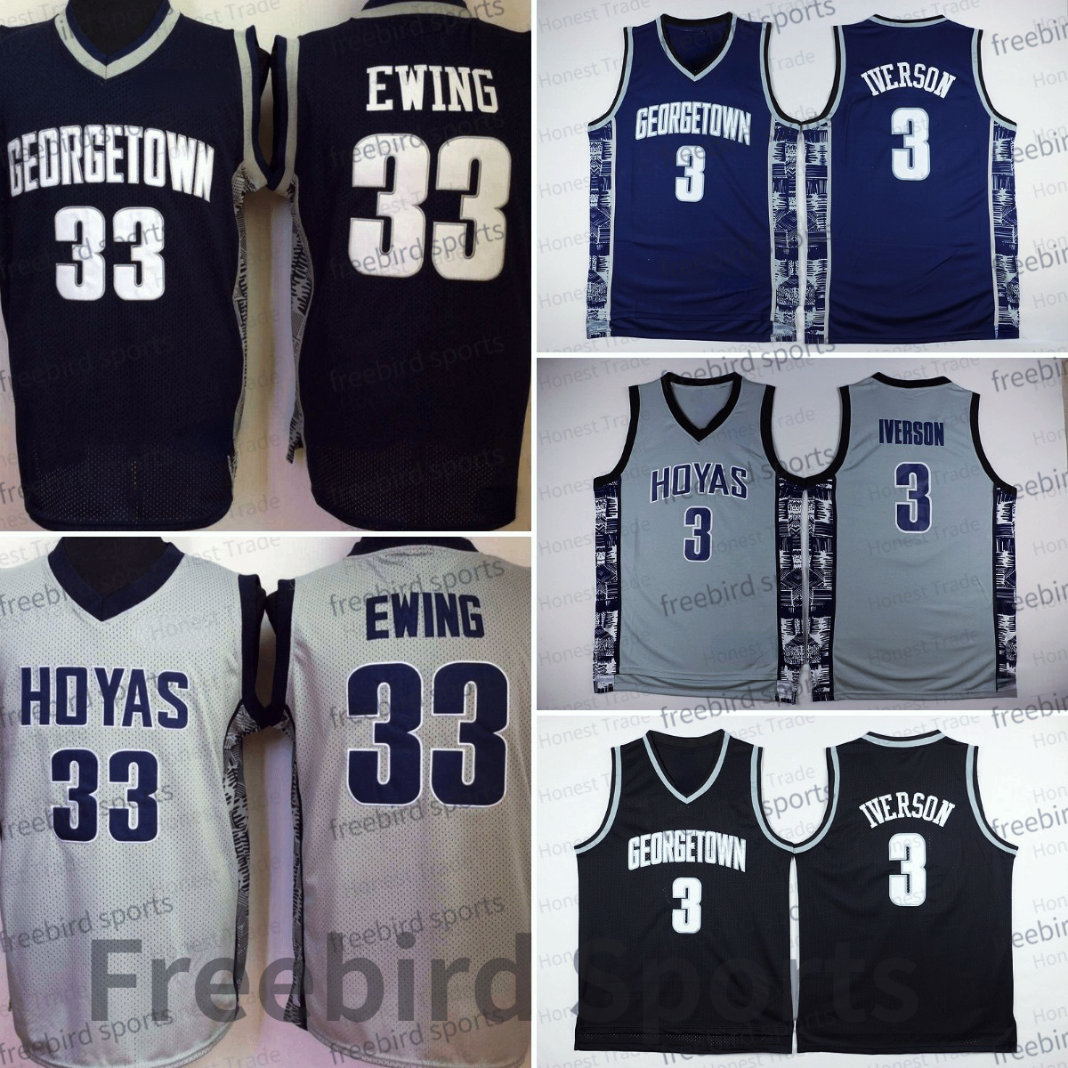 33 Patrick Ewing Basketball Jersey Iverson 3 Hoyas Navy Georgetown College Jersey Grey White Men Jerseys Breathable Stitch
33 Patrick Ewing Basketball Jersey Iverson 3 Hoyas Navy Georgetown College Jersey Grey White Men Jerseys Breathable Stitch