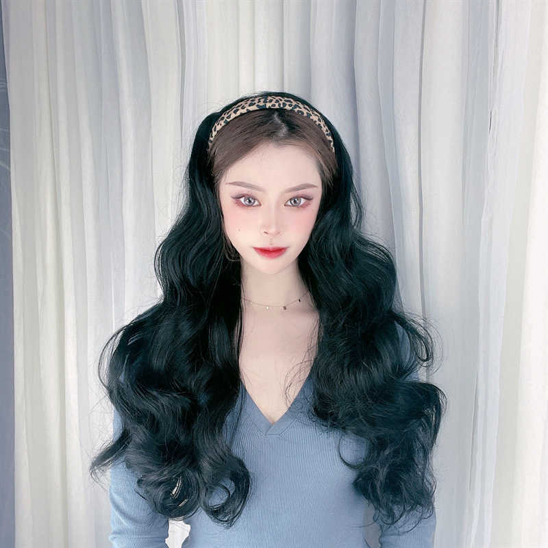 Women's Hair Wigs Lace Synthetic Wig Female Band Half Cap Curly Net Red Big Wave Long Hair, Black
Women's Hair Wigs Lace Synthetic Wig Female Band Half Cap Curly Net Red Big Wave Long Hair, Black