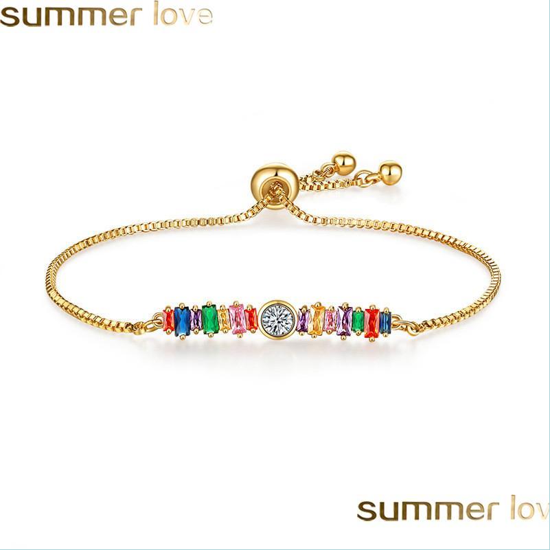 Charm Bracelets Gold Rainbow Zircon Bracelet Colorf Adjustable Chain Tennis For Women Girls Fashion Jewelry Box Drop Delivery Bracele Dhju7
Charm Bracelets Gold Rainbow Zircon Bracelet Colorf Adjustable Chain Tennis For Women Girls Fashion Jewelry Box Drop Delivery Bracele Dhju7