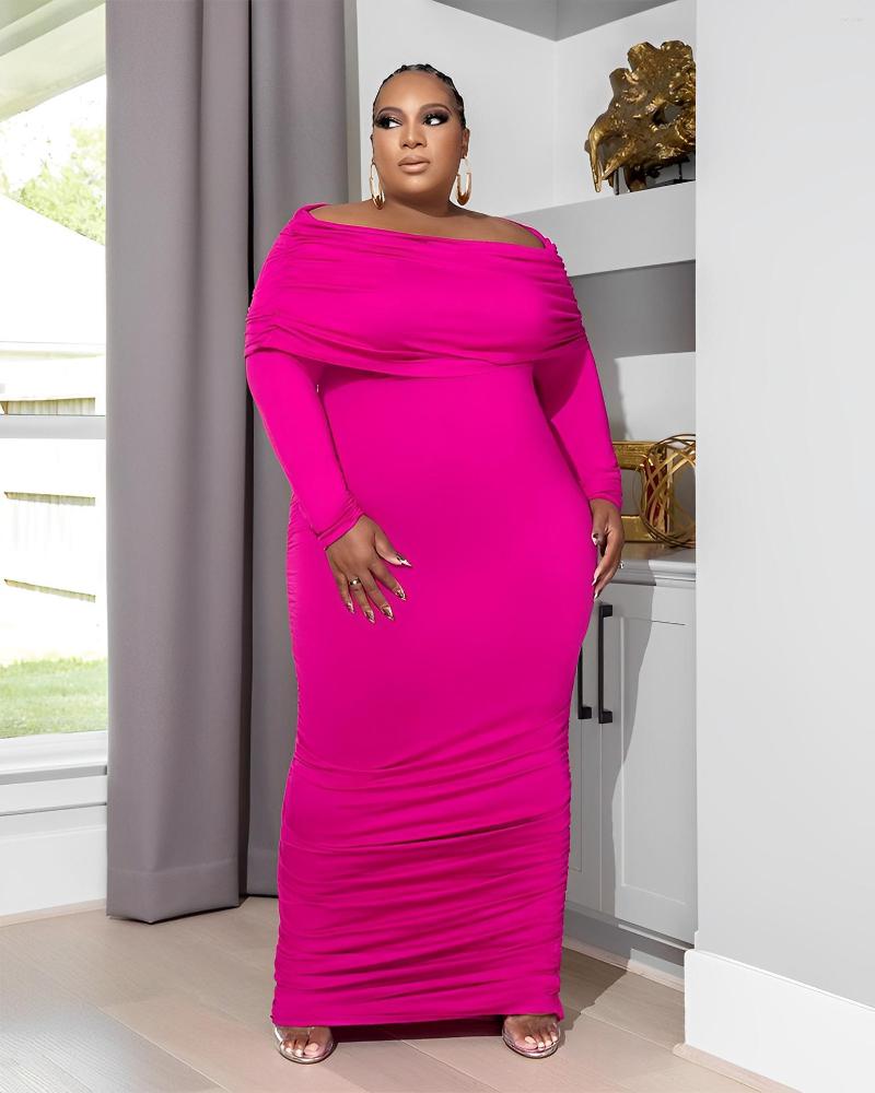 Plus Size Dresses Elegant Bodycon Long Dress For Women Party Slash Neck Sleeve Pleated Vestidos Night Banquet Club Robes, Yellow
Plus Size Dresses Elegant Bodycon Long Dress For Women Party Slash Neck Sleeve Pleated Vestidos Night Banquet Club Robes, Yellow