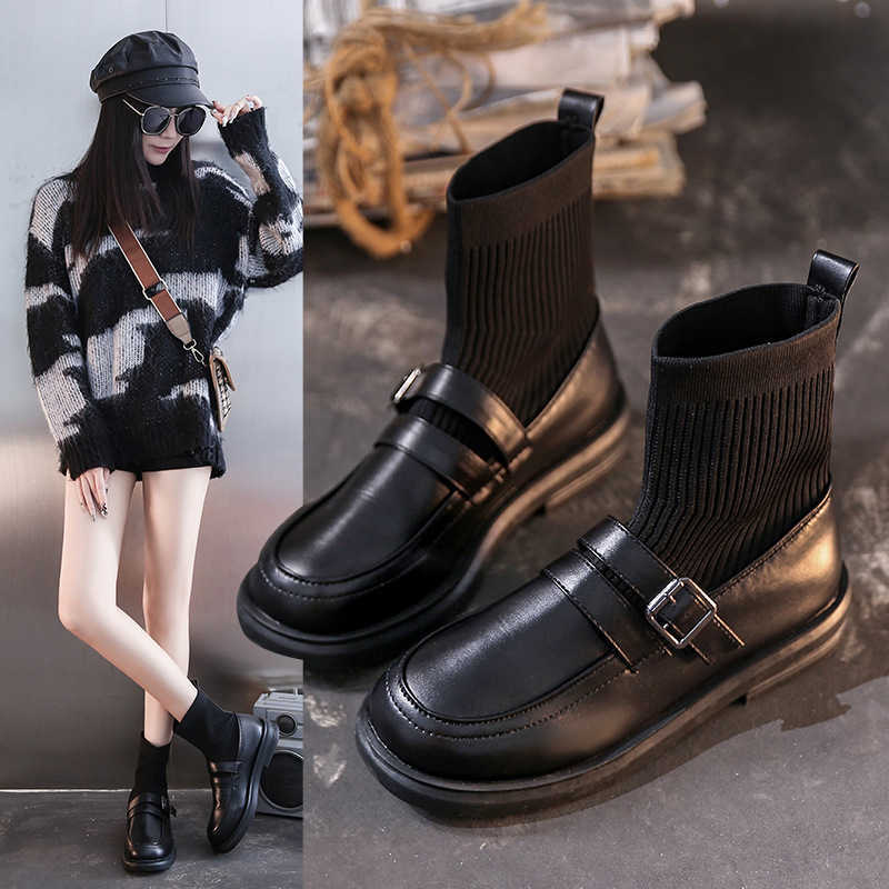 winter women Boots leather Elastic Knitted Socks Short Fashion New Tube Martin Slim Shoes, Black
winter women Boots leather Elastic Knitted Socks Short Fashion New Tube Martin Slim Shoes, Black