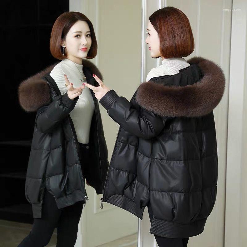 Women's Leather Women's Winter Jacket Temperament Casual Thick Fur Collar Parka Coat Women Loose Warm Black Windbreaker
Women's Leather Women's Winter Jacket Temperament Casual Thick Fur Collar Parka Coat Women Loose Warm Black Windbreaker