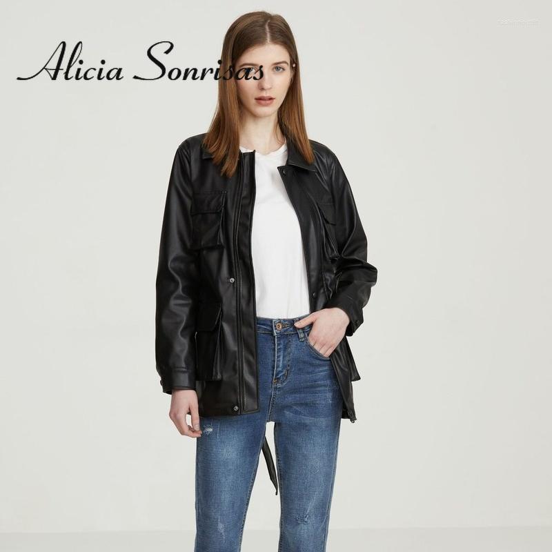 Women's Leather Women's PU Jacket Mid-Length Three-Dimensional Pocket Belt Slim-Fit Quality Lining 4 Pockets High End Coat, Black
Women's Leather Women's PU Jacket Mid-Length Three-Dimensional Pocket Belt Slim-Fit Quality Lining 4 Pockets High End Coat, Black
