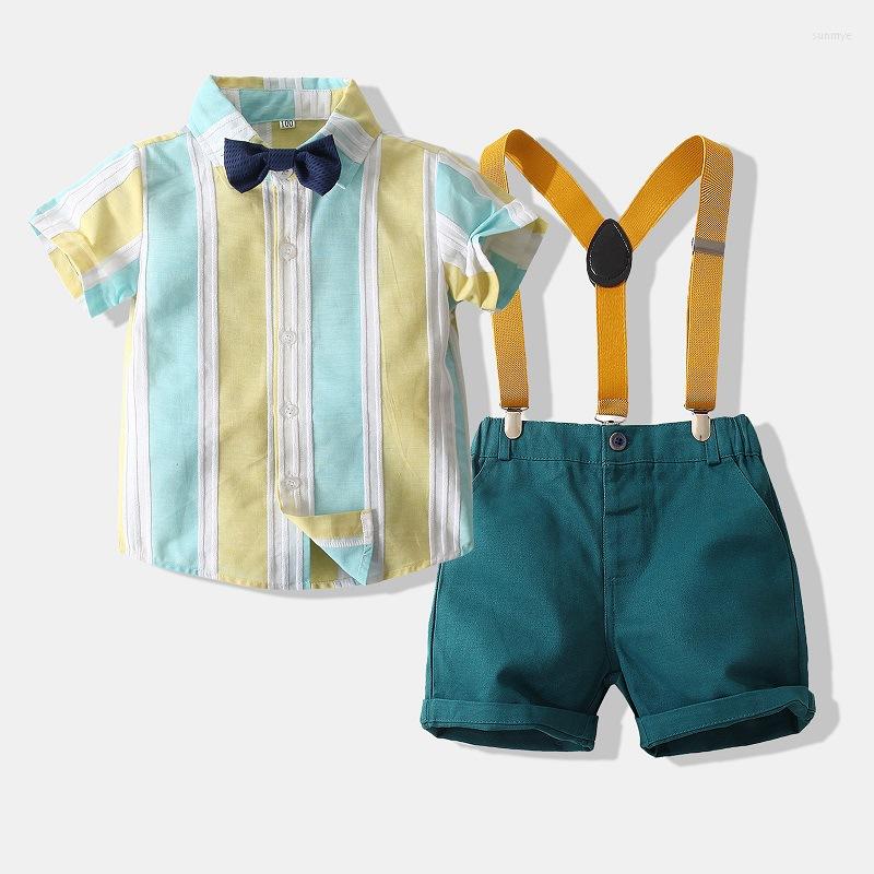 Clothing Sets Boys Outfits Summer European And American Style Gentleman Color Matching Striped Cotton Shirts Overalls 2 Piece, Multi
Clothing Sets Boys Outfits Summer European And American Style Gentleman Color Matching Striped Cotton Shirts Overalls 2 Piece, Multi