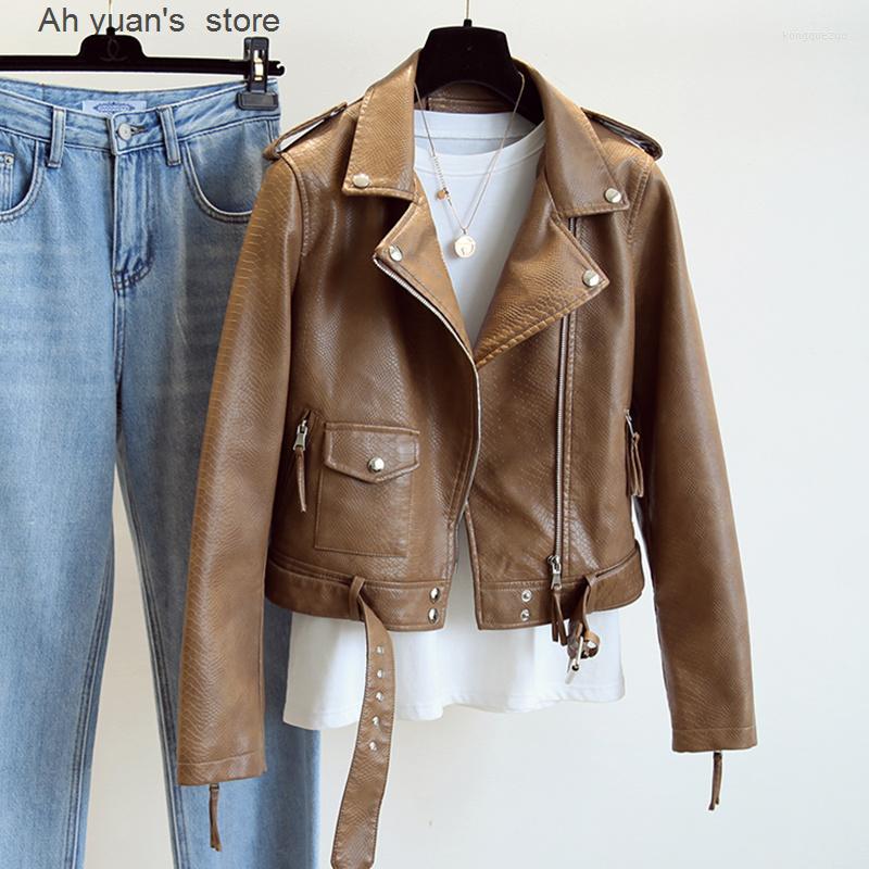 Women' Leather Ah Yuan 2022 Spring Autumn Women Faux Jacket Streetwear Khaki Coat Biker Moto With Belt Female Outerwear, Beige
Women' Leather Ah Yuan 2022 Spring Autumn Women Faux Jacket Streetwear Khaki Coat Biker Moto With Belt Female Outerwear, Beige
