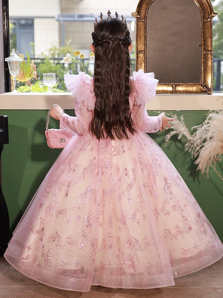 Long Sleeves Wer Girls Dresses With Lace Appliques Beads Bow Sheer Necke Girl Pageant Sexy Back Birthday Kids Communion Dress 403 6660311