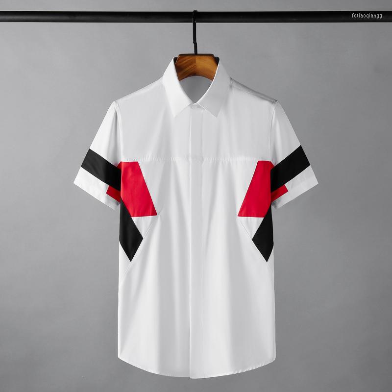 Men's Casual Shirts White Male Luxury Splicing Design Short Sleeve Business Mens Dress Summer Slim Fit Party Man
Men's Casual Shirts White Male Luxury Splicing Design Short Sleeve Business Mens Dress Summer Slim Fit Party Man
