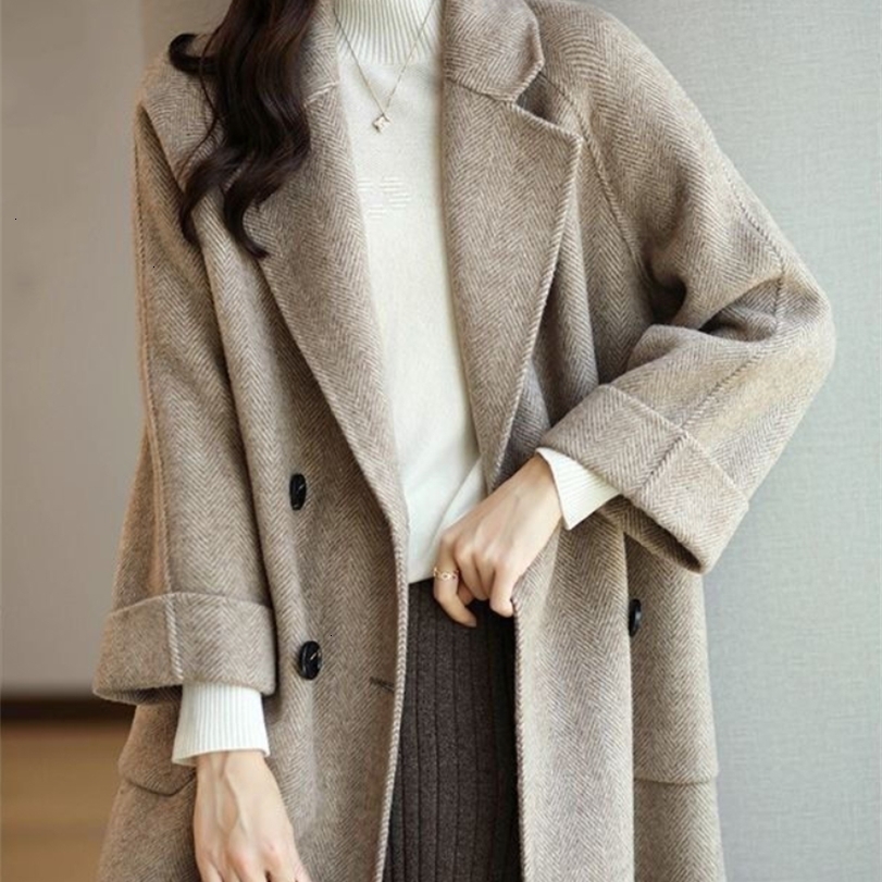 Womens Wool Blends Winter Coats Fashion Overcoat Female Elegant Solid Thick Coat Double Breasted Long Jackets for Women 221113, Brown
Womens Wool Blends Winter Coats Fashion Overcoat Female Elegant Solid Thick Coat Double Breasted Long Jackets for Women 221113, Brown