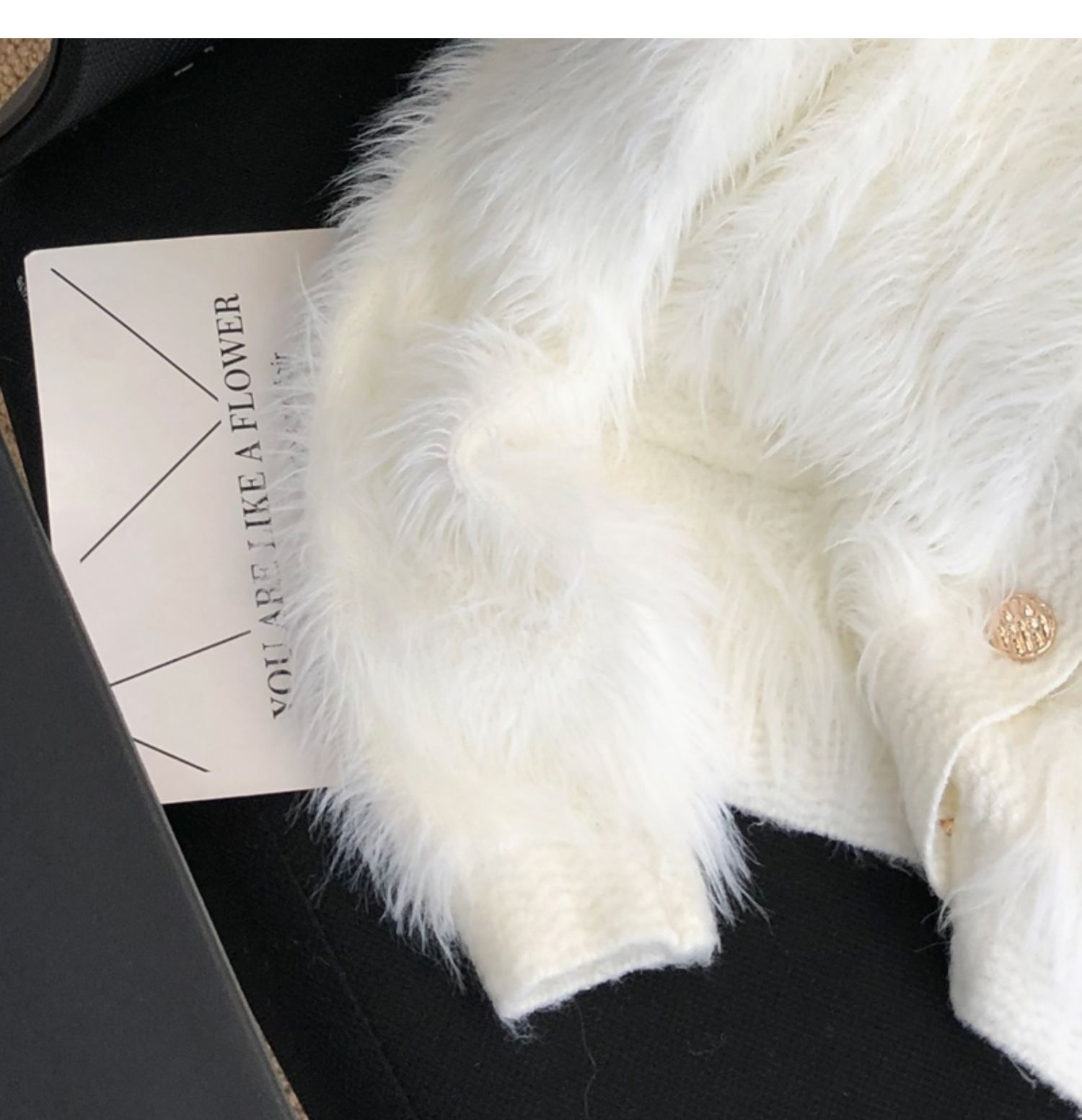 Womens o-neck mohair wool faux fox fur sweater single breasted warm cardigan coat SMLXL