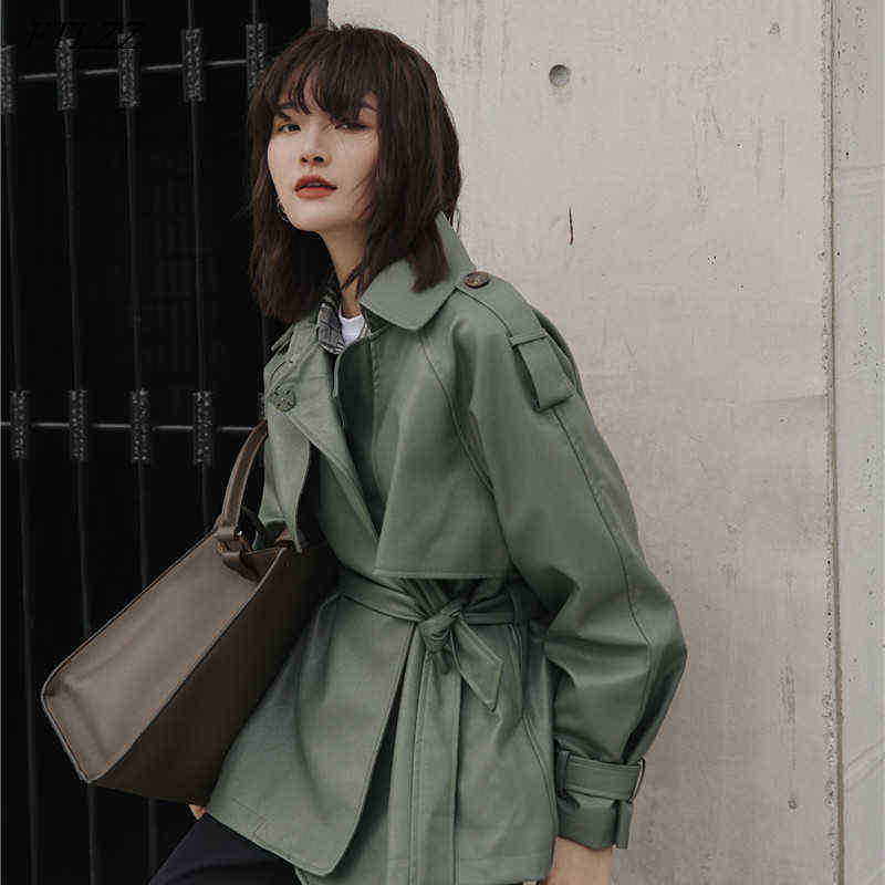 Ftlzz Spring Autumn 2022 Women New Casual Lapels Pu Jacket Simplicity Loose Leather Jacket With Belt Office Lady J220727, Green 
Ftlzz Spring Autumn 2022 Women New Casual Lapels Pu Jacket Simplicity Loose Leather Jacket With Belt Office Lady J220727, Green