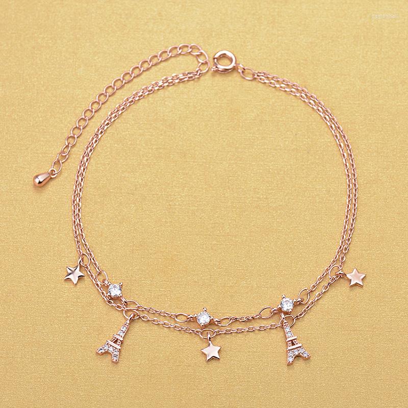 Anklets High Quality Korea Style Rose Gold Rhinestone Crystal Star Eiffel Tower Charm Jewelry For Gift
Anklets High Quality Korea Style Rose Gold Rhinestone Crystal Star Eiffel Tower Charm Jewelry For Gift