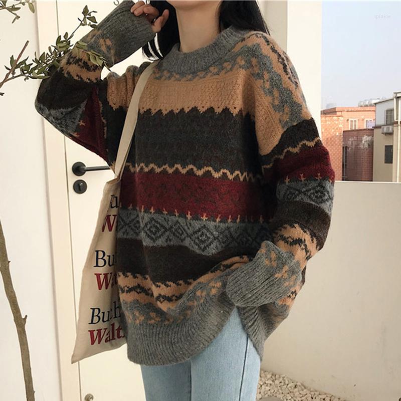 Women's Sweaters Striped Patchwork Jumpers Ladies Loose Knit Pattern For Thick Wool Long Sleeve Sweater 2022 Autumn Winter Casual Lady, White
Women's Sweaters Striped Patchwork Jumpers Ladies Loose Knit Pattern For Thick Wool Long Sleeve Sweater 2022 Autumn Winter Casual Lady, White