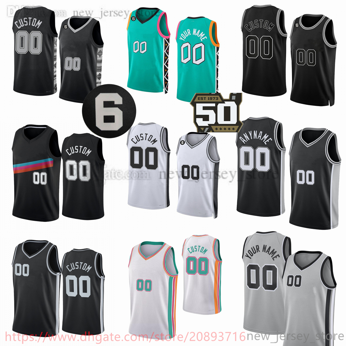 50th Anniversary 22-23 New Printed Basketball Jerseys Custom 10 Jeremy Sochan 3 Keldon Johnson 17 Doug McDermott 7 Josh Richardson 25 Jakob Poeltl 33 Tre Jones 6 patch, Printed (with team logo)
50th Anniversary 22-23 New Printed Basketball Jerseys Custom 10 Jeremy Sochan 3 Keldon Johnson 17 Doug McDermott 7 Josh Richardson 25 Jakob Poeltl 33 Tre Jones 6 patch, Printed (with team logo)