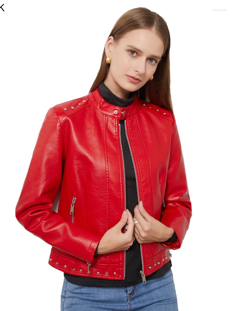Women's Leather 2022 Rivet Fashion Stand Collar Clothes Women's S S-5xl Solid Color Leisure Jacket Spring And Autumn, C003
Women's Leather 2022 Rivet Fashion Stand Collar Clothes Women's S S-5xl Solid Color Leisure Jacket Spring And Autumn, C003