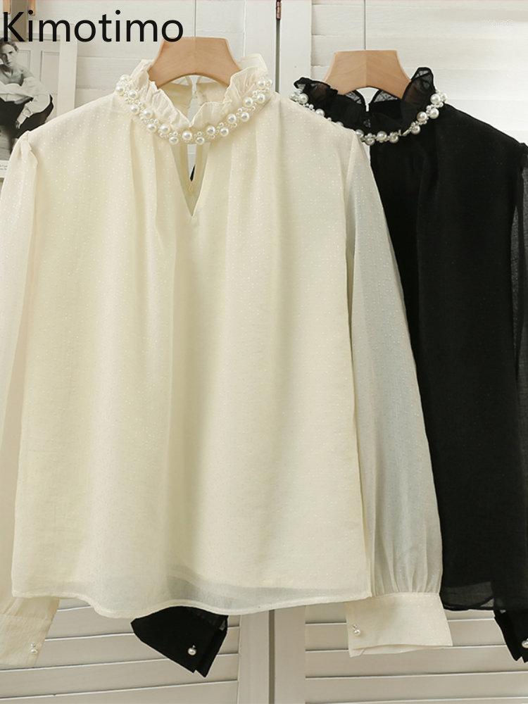 Women's Blouses Kimotimo Women Blouse 2022 Autumn Winter Beaded Edge Stand Collar Long Sleeve Shirts Korean Fashion Loose Bottomed, Black
Women's Blouses Kimotimo Women Blouse 2022 Autumn Winter Beaded Edge Stand Collar Long Sleeve Shirts Korean Fashion Loose Bottomed, Black
