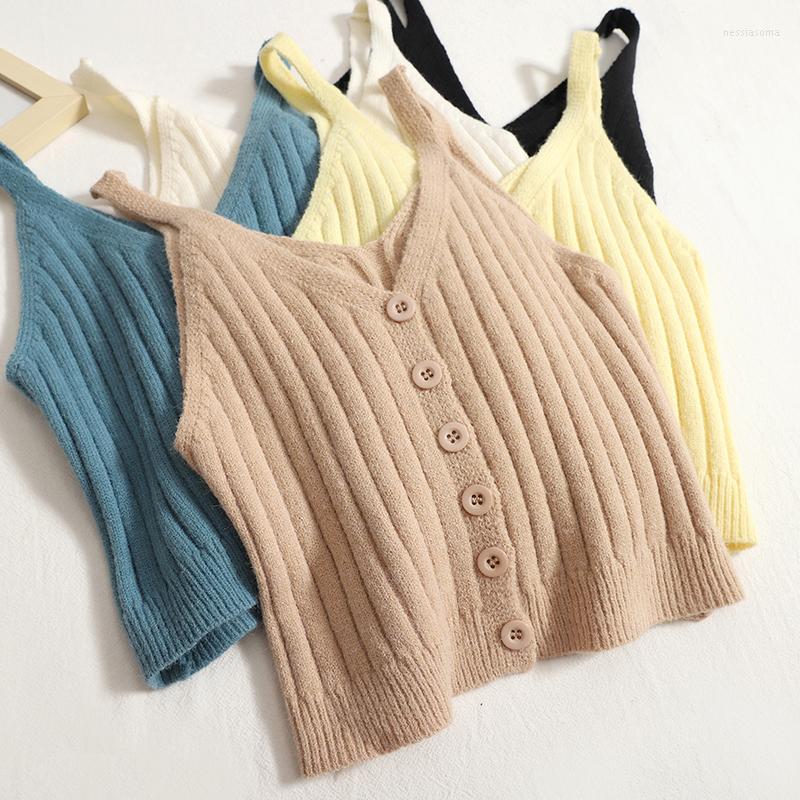 Women's Tanks Hikigawa Chic Fashion Women Tops Solid Single Breasted Knitted Casmiaole Autumn Sweet Y2k Versatile Cropped Tnak Top Mujer, Black
Women's Tanks Hikigawa Chic Fashion Women Tops Solid Single Breasted Knitted Casmiaole Autumn Sweet Y2k Versatile Cropped Tnak Top Mujer, Black