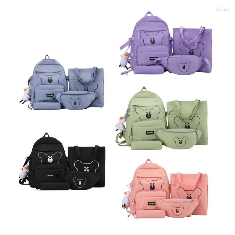 School Bags 63HC 4pcs Cute Bear Backpack For Teen Girls Bookbag Waist Bag Pencil, Black
School Bags 63HC 4pcs Cute Bear Backpack For Teen Girls Bookbag Waist Bag Pencil, Black