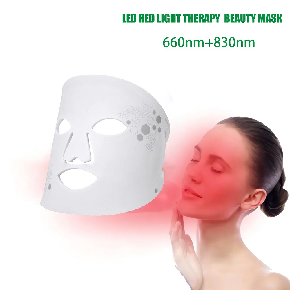 4 Colour LED Light Therapy Face Mask for Skin Rejuvenation, Flexible Silicone Mask with Red Light, Anti-Ageing & Acne Treatment for Home Use