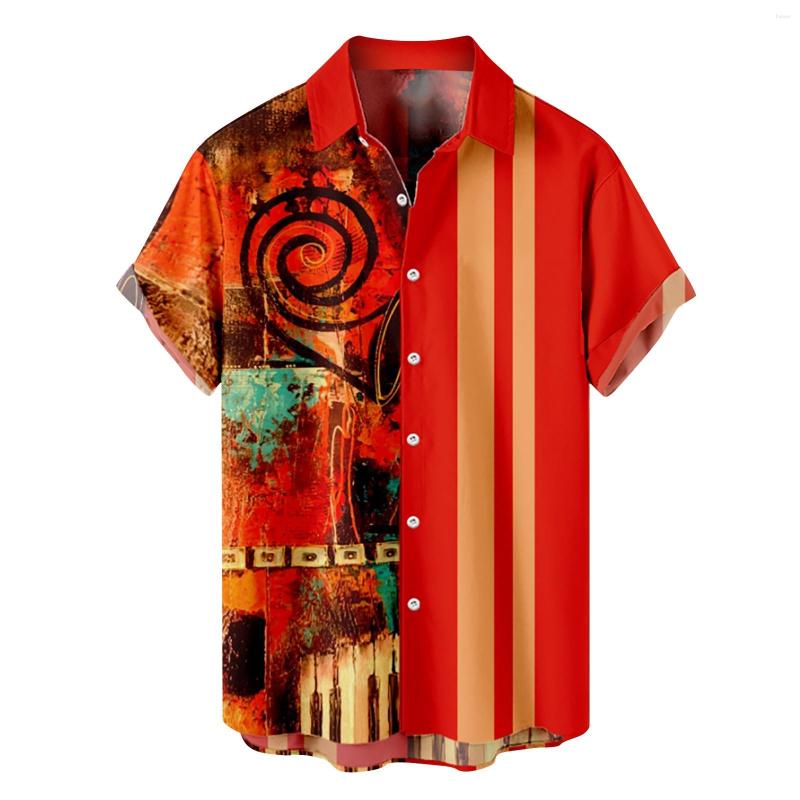 Men's Casual Shirts Mens Vintage Printed Hawaiian Short Sleeve Button Down Beach Shirt For Man Patchwork Striped Streetwear Tops, Orange
Men's Casual Shirts Mens Vintage Printed Hawaiian Short Sleeve Button Down Beach Shirt For Man Patchwork Striped Streetwear Tops, Orange