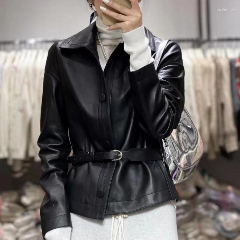 Women' Leather Genuine Jacket Women Belt Slim Coat Real Sheepskin Autumn Winter Jackets For Jaqueta Feminina Z1683, Black
Women' Leather Genuine Jacket Women Belt Slim Coat Real Sheepskin Autumn Winter Jackets For Jaqueta Feminina Z1683, Black