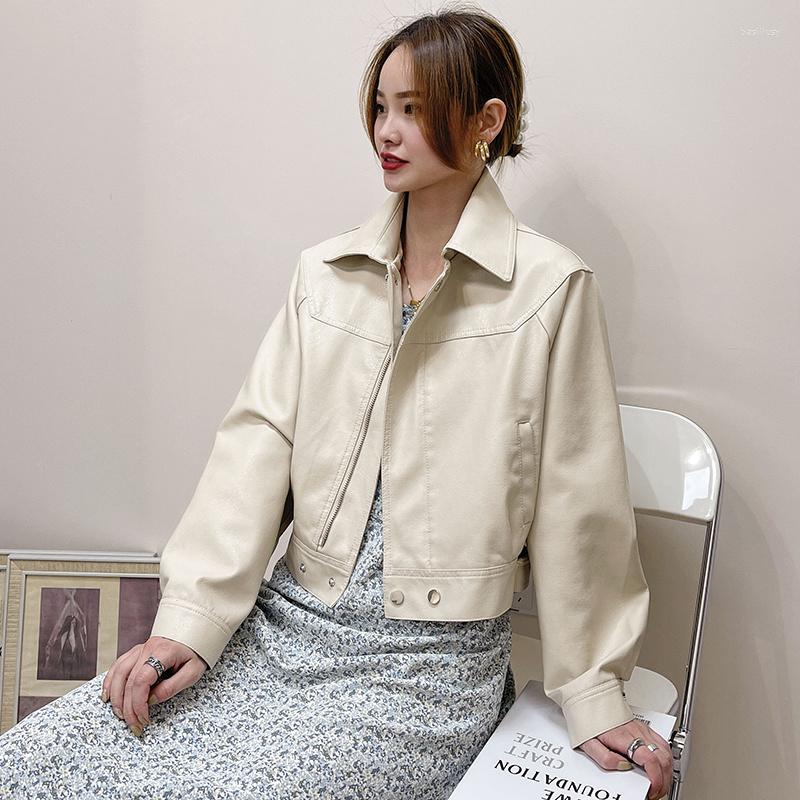 Women' Leather Women Jacket 2023 Spring Pu Motorcycle Faux Soft Coat Turn-down Collar Long Sleeve Epaule Female Loose Short, Beige
Women' Leather Women Jacket 2023 Spring Pu Motorcycle Faux Soft Coat Turn-down Collar Long Sleeve Epaule Female Loose Short, Beige