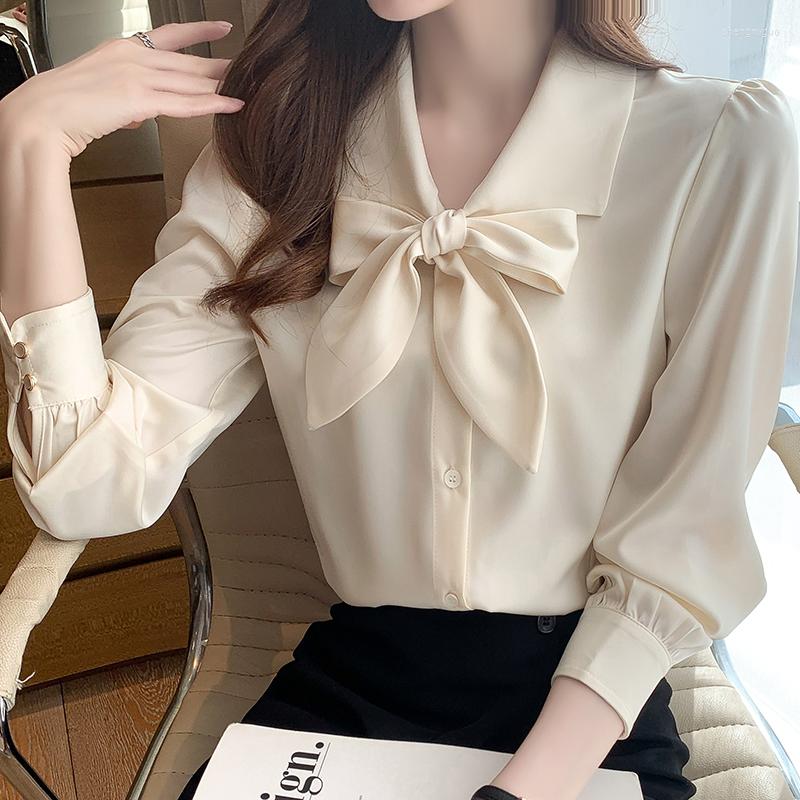 Women' Blouses 2022 Spring Shirt Female Long Sleeve French Top V-Neck Bow Chiffon Solid Lantern Vintage Tops Ladies Clothing 1630, Creamy-white
Women' Blouses 2022 Spring Shirt Female Long Sleeve French Top V-Neck Bow Chiffon Solid Lantern Vintage Tops Ladies Clothing 1630, Creamy-white