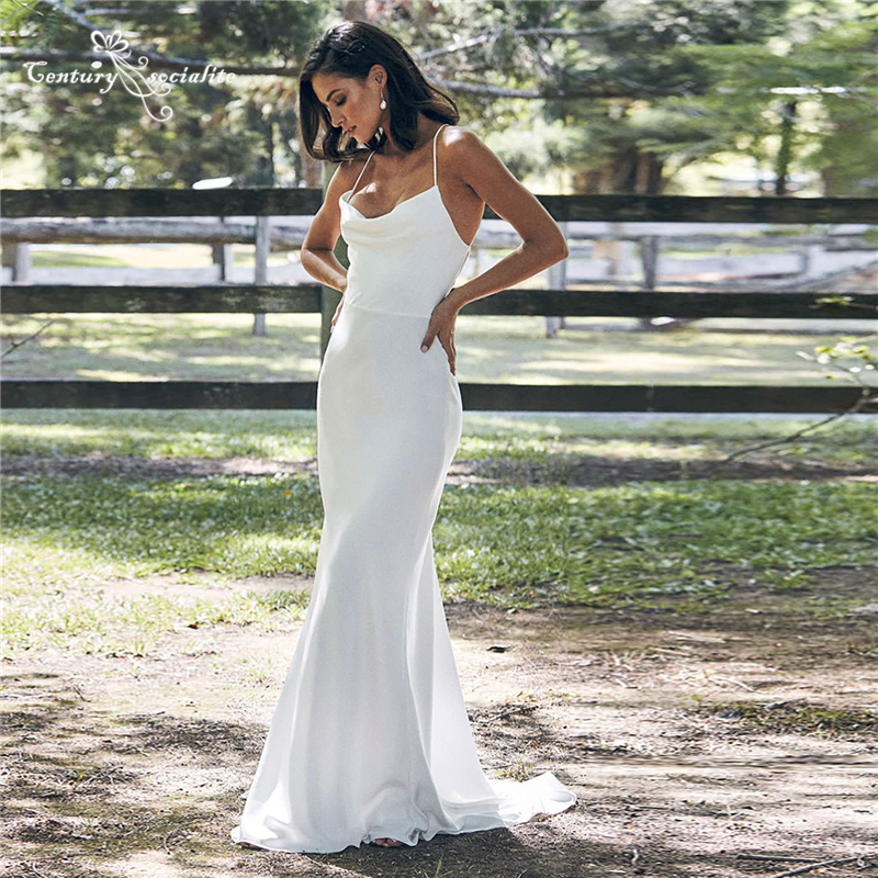 Mermaid Boho Wedding Dress for Women 2023 Straps Backless Chiffon Beach Bridal Gowns Sexy Bride Dresses Vestidos De Noiva