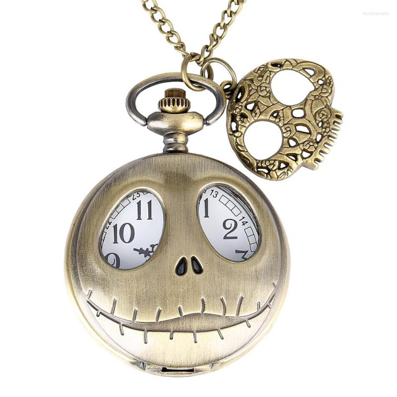 Pocket Watches Vintage Charm Quartz Bronze Necklace Punk Cool Hollow Eye Skull Half Pendant Clock
Pocket Watches Vintage Charm Quartz Bronze Necklace Punk Cool Hollow Eye Skull Half Pendant Clock