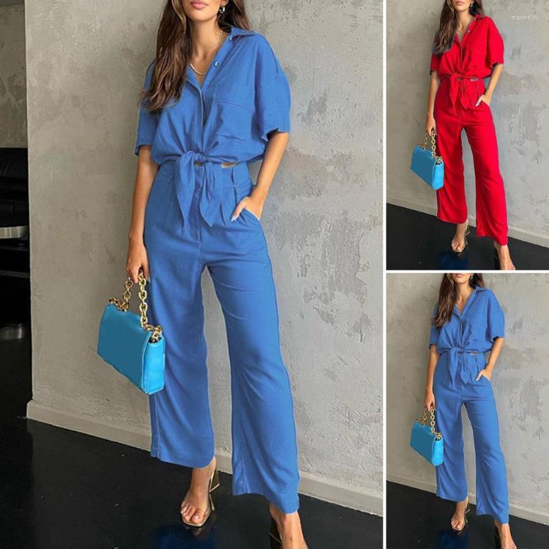 Women' Two Piece Pants 2 Pcs/Set Chic Turn-down Collar Wide Leg Top Trousers Set Women Summer Outfit Cotton Blend Placket, Blue
Women' Two Piece Pants 2 Pcs/Set Chic Turn-down Collar Wide Leg Top Trousers Set Women Summer Outfit Cotton Blend Placket, Blue