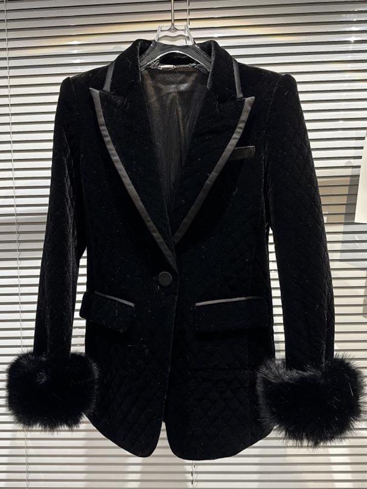 Women' Suits Est 2022 Designer Blazer Women' Grid Velvet Fur Embellished Long, Black
Women' Suits Est 2022 Designer Blazer Women' Grid Velvet Fur Embellished Long, Black