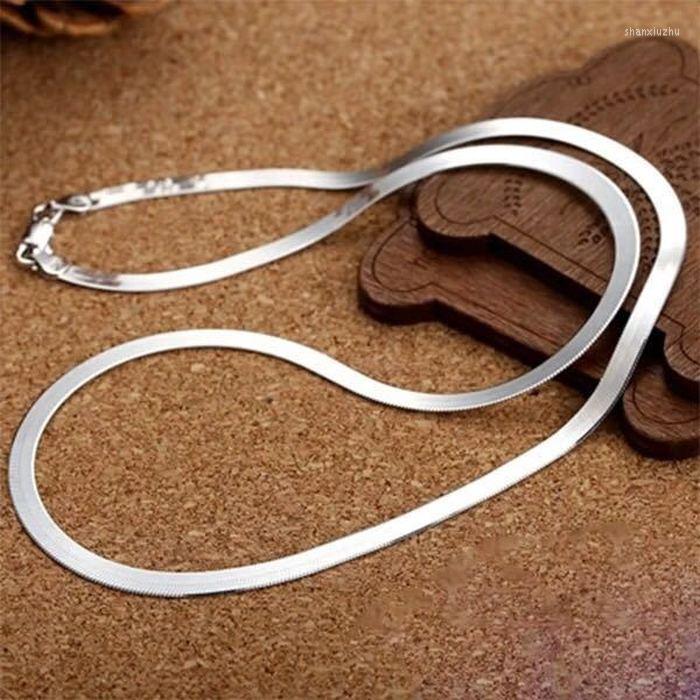 

Chains LINJING 925 Silver Color 4MM Chain Necklace For Women Luxury Couple Fine Jewelry Blade Wedding Gift Choker Clavicle Neckla