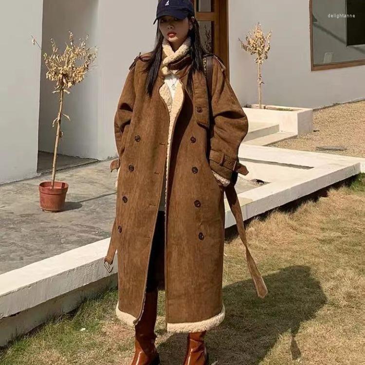 Women's Down Female Mid-length Loose Jacket Casual Double-breasted Belt Lapel Women Coat 2022 Winter Cashmere Lamb Wool, Dark brown
Women's Down Female Mid-length Loose Jacket Casual Double-breasted Belt Lapel Women Coat 2022 Winter Cashmere Lamb Wool, Dark brown