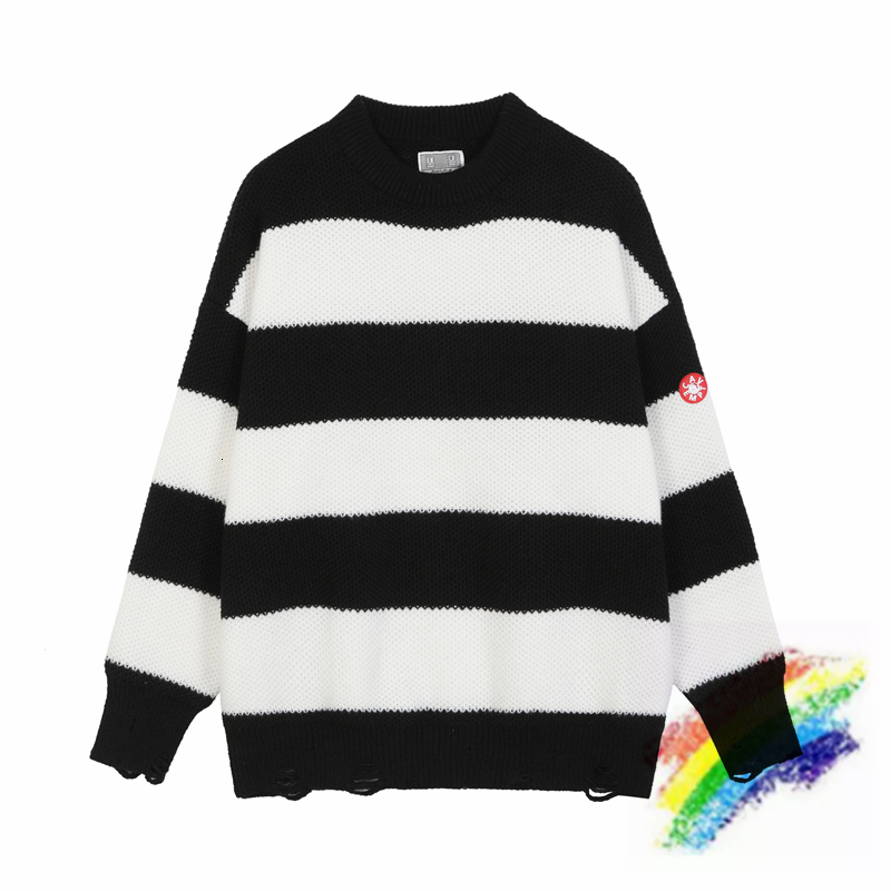 Men's Sweaters Black White Stripes Ripped CAVEMPT CE Sweater Men Woman 1 1 Quality Crewneck Loose Jacquard Cav Empt Sweater 221114
Men's Sweaters Black White Stripes Ripped CAVEMPT CE Sweater Men Woman 1 1 Quality Crewneck Loose Jacquard Cav Empt Sweater 221114