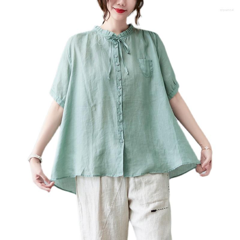 Women's Blouses Arrival Summer Arts Style Women Ruffled Neck Short Sleeve Blouse Single Breasted Cotton Linen Patchwork Casual Shirts V30, Beige
Women's Blouses Arrival Summer Arts Style Women Ruffled Neck Short Sleeve Blouse Single Breasted Cotton Linen Patchwork Casual Shirts V30, Beige