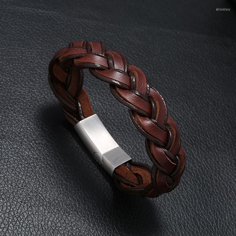 Charm Bracelets 2022 Design Handmade Braided Genuine Leather Bracelet & Bangle For Men Stainless Steel Fashion Bangles Gifts
Charm Bracelets 2022 Design Handmade Braided Genuine Leather Bracelet & Bangle For Men Stainless Steel Fashion Bangles Gifts