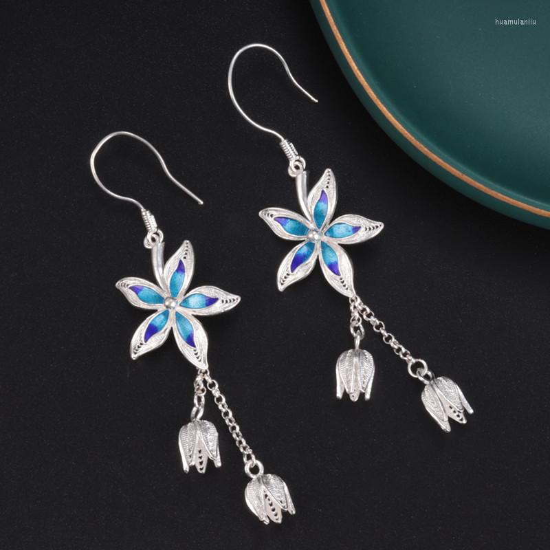 Dangle Earrings 925 Sterling Silver Blue Flower Long Tassel For Women Ethnic Simple Enamel Bud Hanging Jewelry EH170
Dangle Earrings 925 Sterling Silver Blue Flower Long Tassel For Women Ethnic Simple Enamel Bud Hanging Jewelry EH170