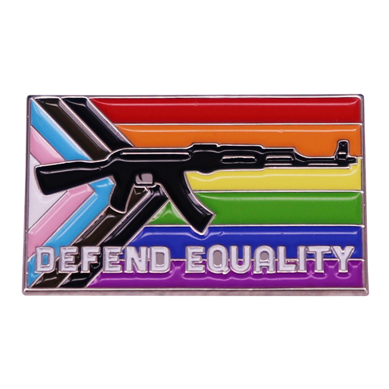 Defend Equality Gay Pride Flag and Rifle - Hard Enamel Pin Brooch Badge Lapel Pins Metal Jewelry Accessories Gifts, As picture
Defend Equality Gay Pride Flag and Rifle - Hard Enamel Pin Brooch Badge Lapel Pins Metal Jewelry Accessories Gifts, As picture