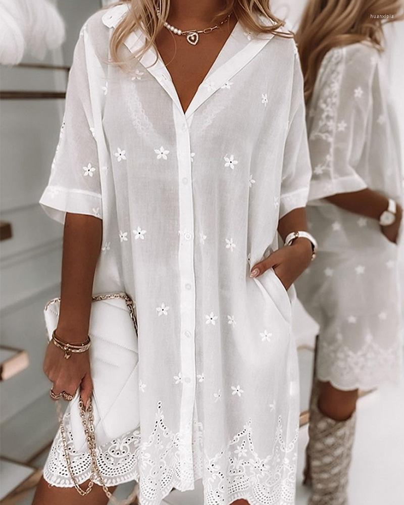 Women' Blouses Women Dress Shirt Loose Fashion Openwork Gauze Cotton Linen Temperament Lace Lapel Short Sleeve Long White
Women' Blouses Women Dress Shirt Loose Fashion Openwork Gauze Cotton Linen Temperament Lace Lapel Short Sleeve Long White