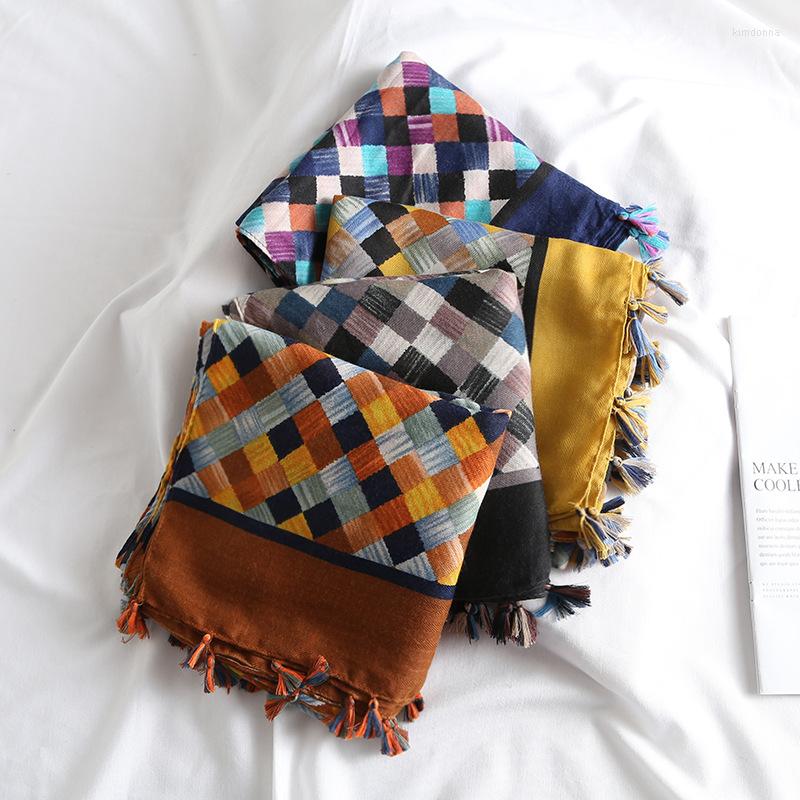 Scarves 2022 Cotton Ombre Plaid Print Tassel Shawls Women Long Soft Grid Wrap Scarf Muffler Hijab Headband 4 Color
Scarves 2022 Cotton Ombre Plaid Print Tassel Shawls Women Long Soft Grid Wrap Scarf Muffler Hijab Headband 4 Color