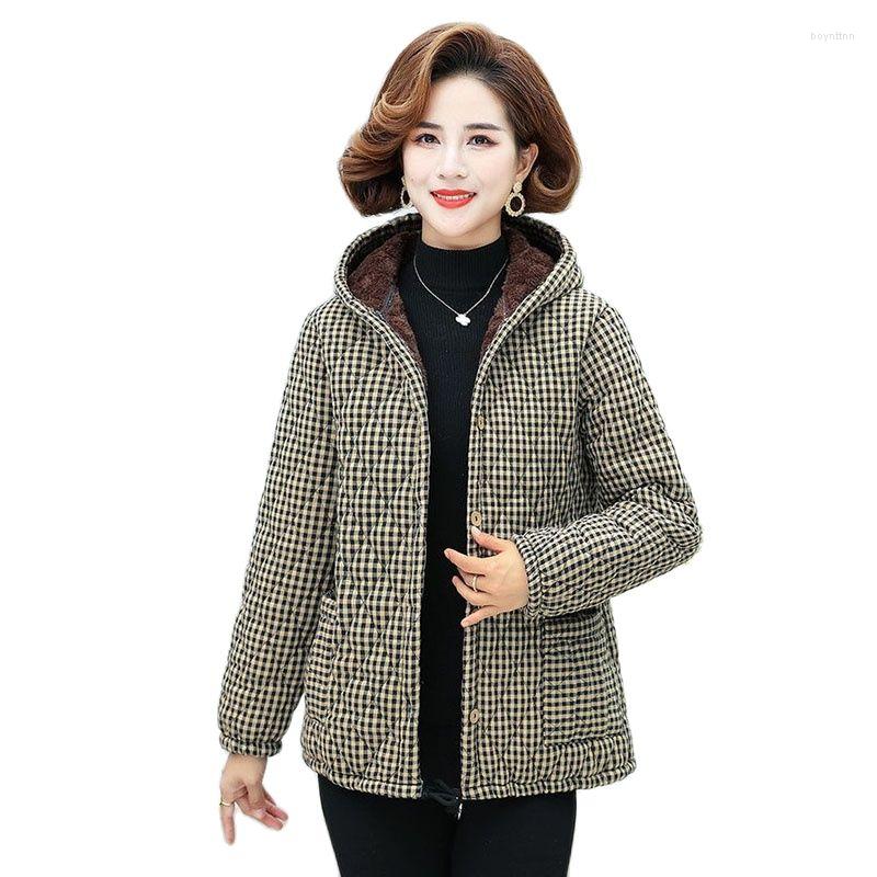 Women's Down Autumn Winter Plus Fleece Thicken Ladies Cotton Linen Coat Lattice Loose Short Single-Breasted Hooded Female Keep Warm Jacket, Brown
Women's Down Autumn Winter Plus Fleece Thicken Ladies Cotton Linen Coat Lattice Loose Short Single-Breasted Hooded Female Keep Warm Jacket, Brown