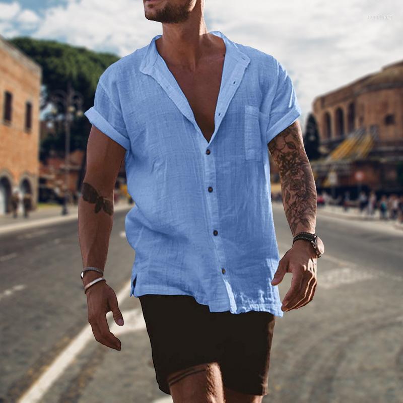 Men's Casual Shirts 2022 Mens Linen Cotton Solid Color Shirt Summer Short Sleeve Loose Tops Male Fashion Turn-down Collar Button, R41-4
Men's Casual Shirts 2022 Mens Linen Cotton Solid Color Shirt Summer Short Sleeve Loose Tops Male Fashion Turn-down Collar Button, R41-4