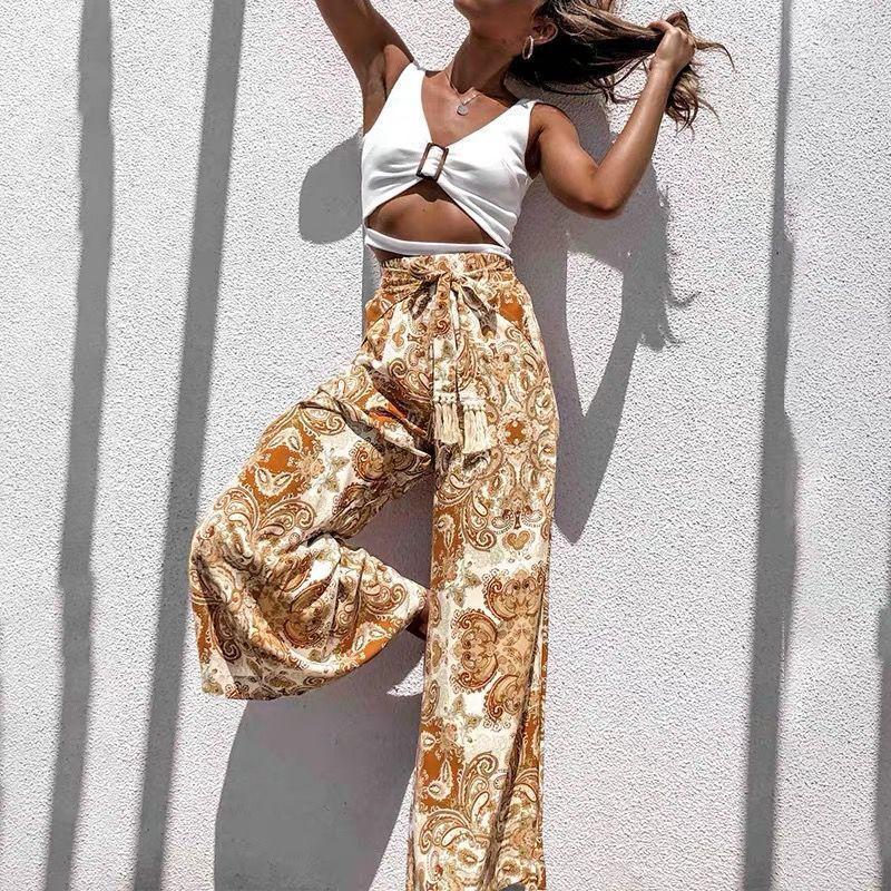 Women' Pants Spring Summer Floral Print Wide Leg Women Long Casual Loose Boho Beach Elastic High Waist Chiffon Trousers Women, Flower
Women' Pants Spring Summer Floral Print Wide Leg Women Long Casual Loose Boho Beach Elastic High Waist Chiffon Trousers Women, Flower