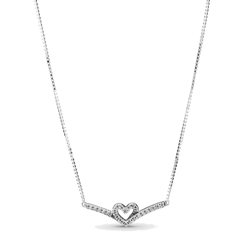 Fine jewelry Authentic 925 Sterling Silver Necklace Fit Pandora Pendant Charm Sparkling Wishbone Heart Collier Love Engagement DIY Wedd2118
Fine jewelry Authentic 925 Sterling Silver Necklace Fit Pandora Pendant Charm Sparkling Wishbone Heart Collier Love Engagement DIY Wedd2118