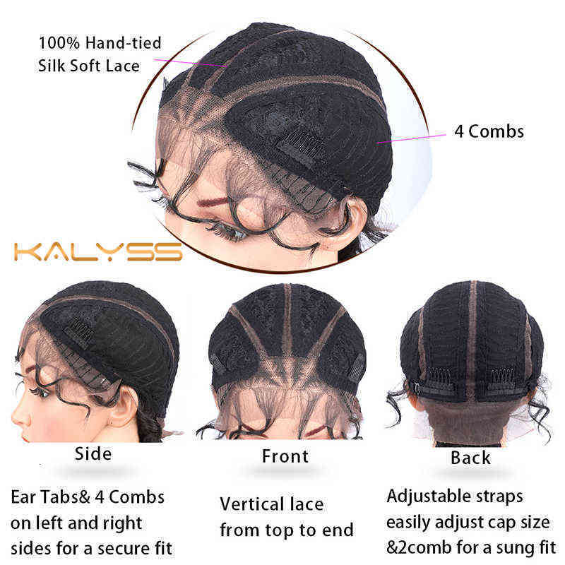 Kalyss 26" Box Braided Wigs Synthetic Lace Front With Baby Hair Double Dutch Braid For Women Cornrow Braids 220121