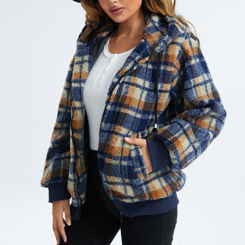 Women' Fur Plaid Print Women' Artificial Wool Faux Long Sleeve Jacket Autumn Winter Coat Furry Outerwear Korean Style Clothes G3, Rd 
Women' Fur Plaid Print Women' Artificial Wool Faux Long Sleeve Jacket Autumn Winter Coat Furry Outerwear Korean Style Clothes G3, Rd